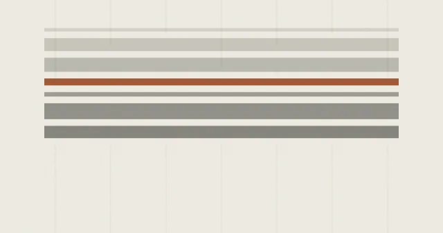 Abstract composition of stacked horizontal bands of varying weight over a faint column grid